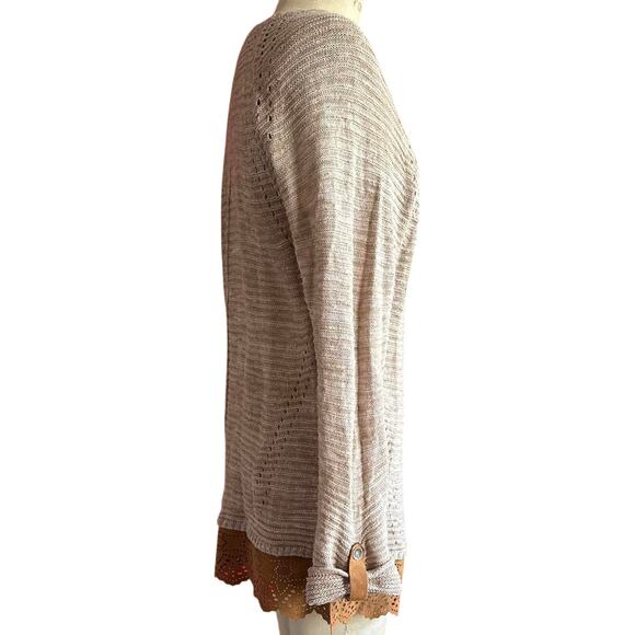 Womens Sweater Size Large Cream Western Layered Rodeo Chic Country Cottage Work - Picture 4 of 8